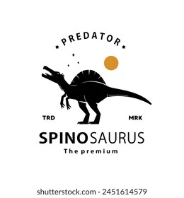 vintage hipster dinosaur, spinosaurus logo vector silhouette art icon