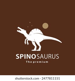 vintage hipster dinosaur, spinosaurus logo vector silhouette art icon