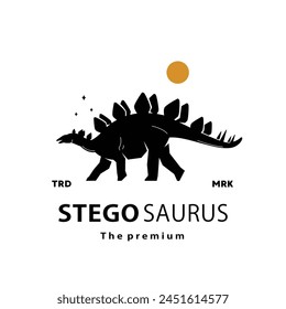 vintage hipster dinosaur, stegosaurus logo vector silhouette art icon