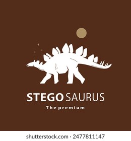 vintage hipster dinosaur, stegosaurus logo vector silhouette art icon