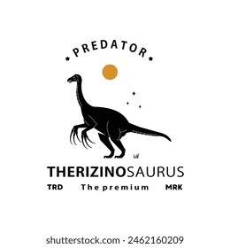 vintage hipster dinosaur, therizinosaurus logo vector silhouette art icon