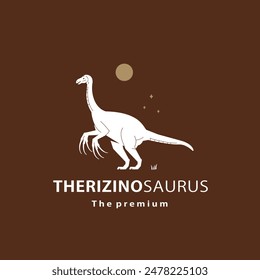 vintage hipster dinosaur, therizinosaurus logo vector silhouette art icon