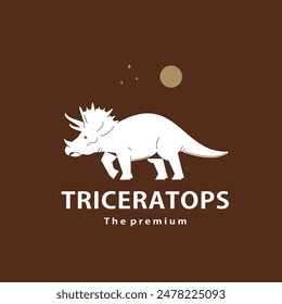 vintage hipster dinosaur, triceratops logo vector silhouette art icon