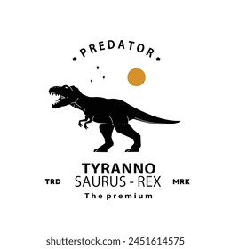 vintage hipster dinosaur, tyrannosaurus rex logo vector silhouette art icon