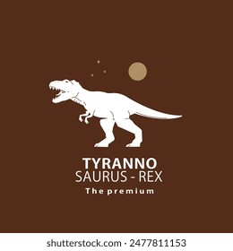 vintage hipster dinosaur, tyrannosaurus rex logo vector silhouette art icon