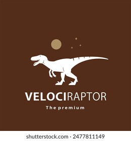 Vintage Hipster Dinosaurier, Velociraptor Logo Vektorgrafik Silhouette Art Icon