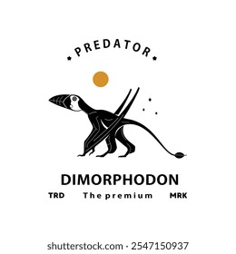  vintage hipster flying dinosaur, dimorphodon logo vector silhouette art icon