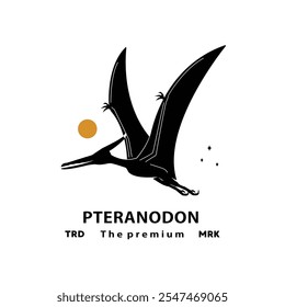 vintage hipster flying dinosaur, pteranodon logo vector silhouette art icon