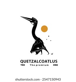 dinossauro voador hipster vintage, quetzalcoatlus logotipo vetor silhueta ícone de arte