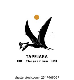 vintage hipster flying dinosaur, tapejara logo vector silhouette art icon