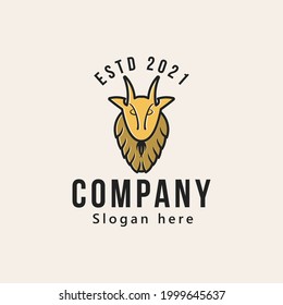 vintage hipster goat horn logo design vector illustration isolated design element