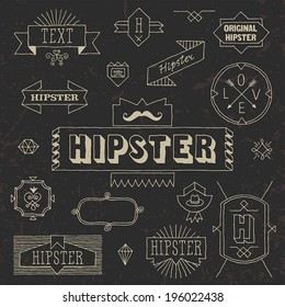 Vintage hipster hand drawn design elements set 7. Vector illustration.