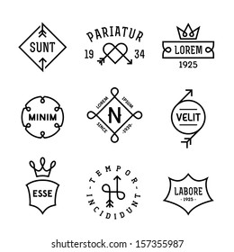 vintage hipster labels with heart, arrow, crown