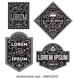 vintage hipster labels and logos set