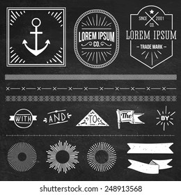 vintage hipster labels and logos set and design elements