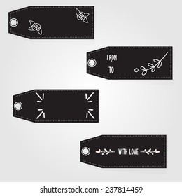 Vintage hipster labels vector set