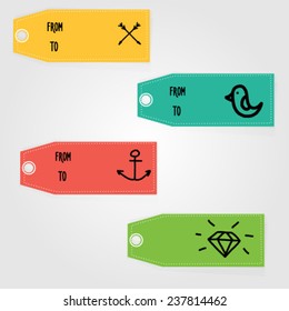 Vintage hipster labels vector set
