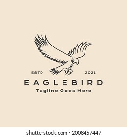 Vintage hipster Line art Eagle bird logo icon design vector template