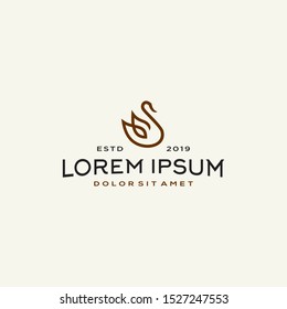 vintage hipster line bird wing logo design. Swan spa vector logotype