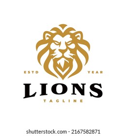Vintage hipster lion head emblem logo design. Lion head line art vector icon