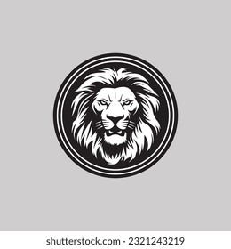 Vintage hipster lion head emblem logo design. Lion head line art vector icon