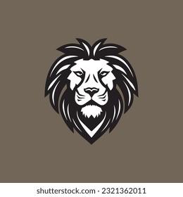 Vintage hipster lion head emblem logo design. Lion head line art vector icon