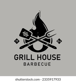 Vintage hipster logo template. Butchery, Barbecue, Cooking Class and Restaurant emblems templates. Barbecue, Steak House vintage logo.