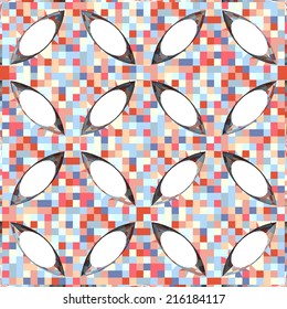 Vintage Hipster Mosaic Geometric Pattern Background Vector 14