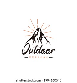Vintage Hipster Mountain Adventure outdoor logo design