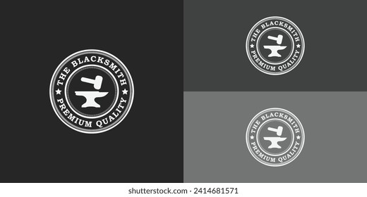 Vintage Hipster Retro Blacksmith Metal Work, Handcraft, Forge Art, Anvil, Iron Works Vector Logo inspiration presented with multiple background colors. The logo is suitable for a blacksmith business