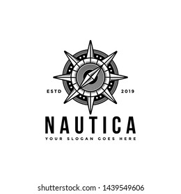 vintage hipster retro compass nautical logo vector template on white background