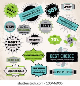 Vintage hipster retro labels set of stamps, stickers, ribbons, marks and calligraphic design elements, vector for design