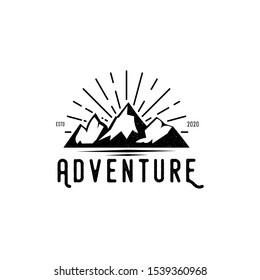 Vintage Hipster Retro Mountain Adventure logo design