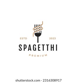 Hipster vintage retro spaghetti pasta noodle logo diseño vector ilustración icono