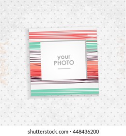 Vintage hipster retro stile. Decorative vector template frame. These photo prame can be use  for kid picture or memories, scrapbook concept. Inset your picture.
