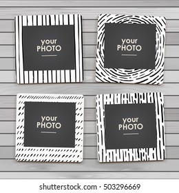 Vintage hipster retro style. Decorative vector template frame. These photo frame can be use for kids picture or memories. Scrapbook design concept. Insert your picture.