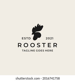 Vintage Hipster Rooster head logo design icon illustration