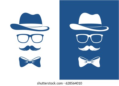 Vintage Hipster Set: hats, glasses, bow ties and mustaches.