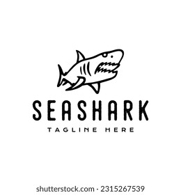 Vintage hipster Shark logo design vector