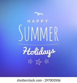 Vintage Hipster Summer Holidays Label or Badge. Vector Design Element on Colorful Summer Background