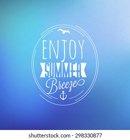 Vintage Hipster Summer Holidays Label or Badge. Vector Design Element on Colorful Summer Background