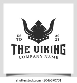 vintage hipster Viking Armor Helmet logo design for Cross Fit, Boat Ship, Gym, Game Club, team Sport symbol