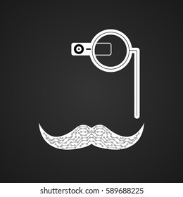 Vintage hipster virtual reality glasses. Technologycal isolated mustache and monocle