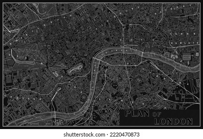 Vintage Historical map of London. Vector illustration.