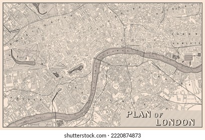 Vintage Historical map of London. Vector illustration.