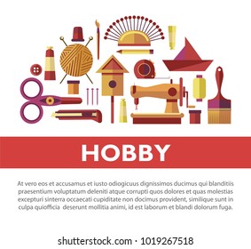 Vintage hobby based on handicraft promotional info poster