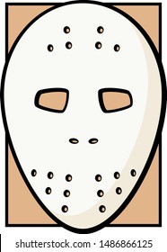 Vintage Hockey Goaltender Mask Color Illustration