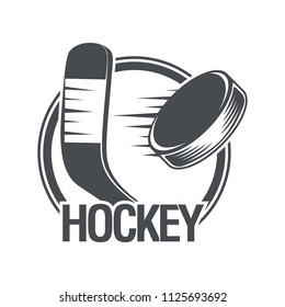 Vintage hockey icon in the old style. Vector eps 10