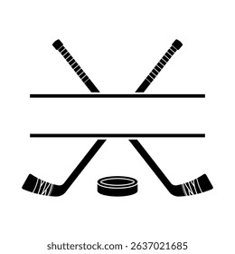 Vintage Hockey Monogram Logo Icon with Crossed Sticks. Classic Sports Emblem Design