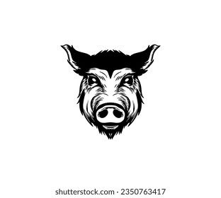 Vintage hog head, boar head mascot. Design element for logo, emblem, sign, poster, card, banner vector design and illustration.
